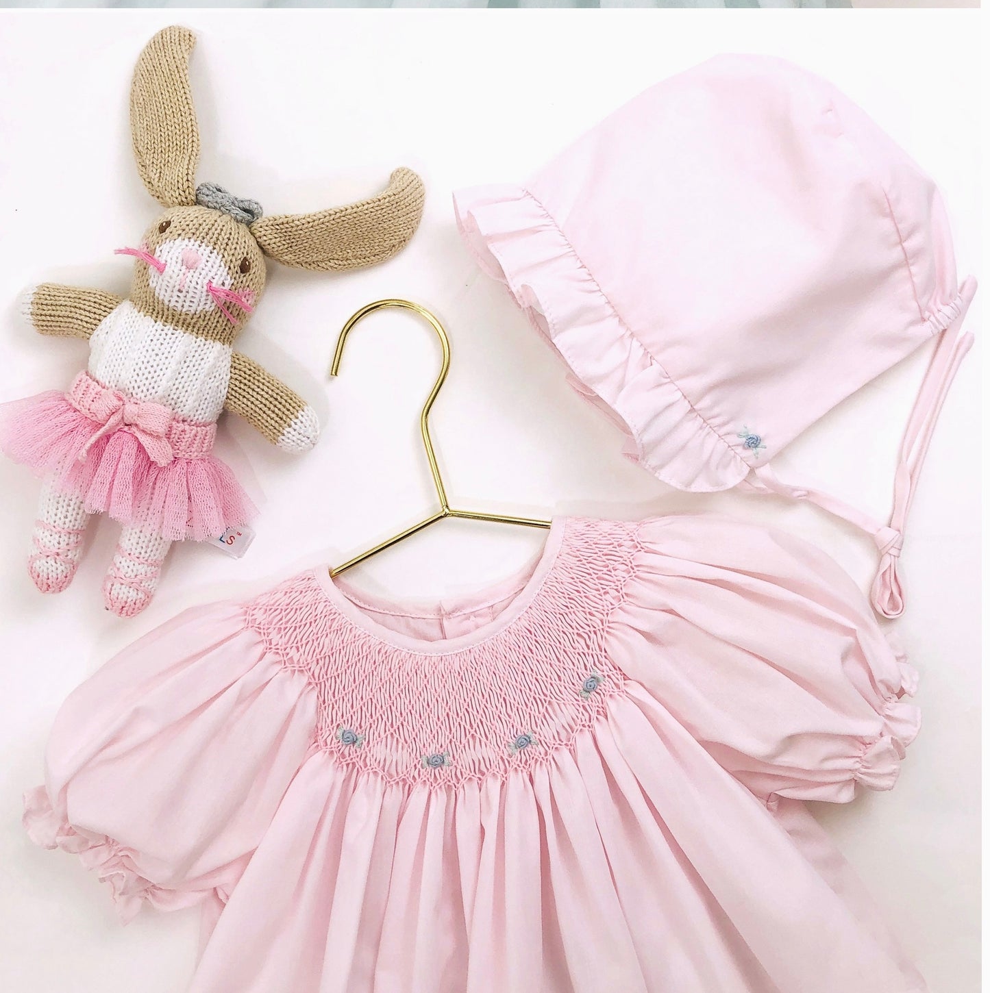 Smocked Daygown with matching bonnet