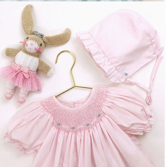 Smocked Daygown with matching bonnet