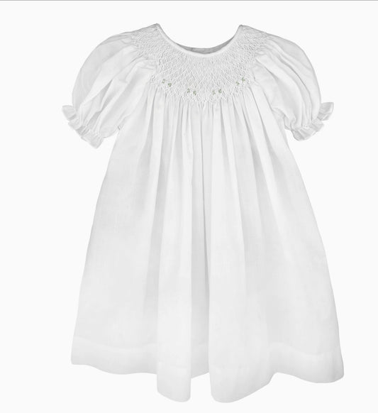 Smocked Daygown with matching bonnet (white)