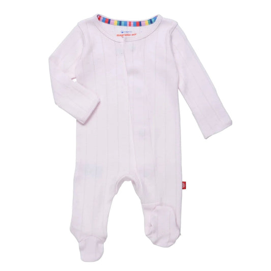 Magnetic Me Love Lines Pointelle Pink Footie