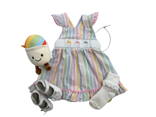 Sally Snowball Smoked Striped Ruffle Dress