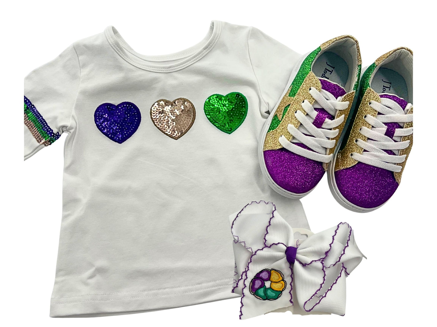 Mardi Gras Sequin Heart Trio Shirt