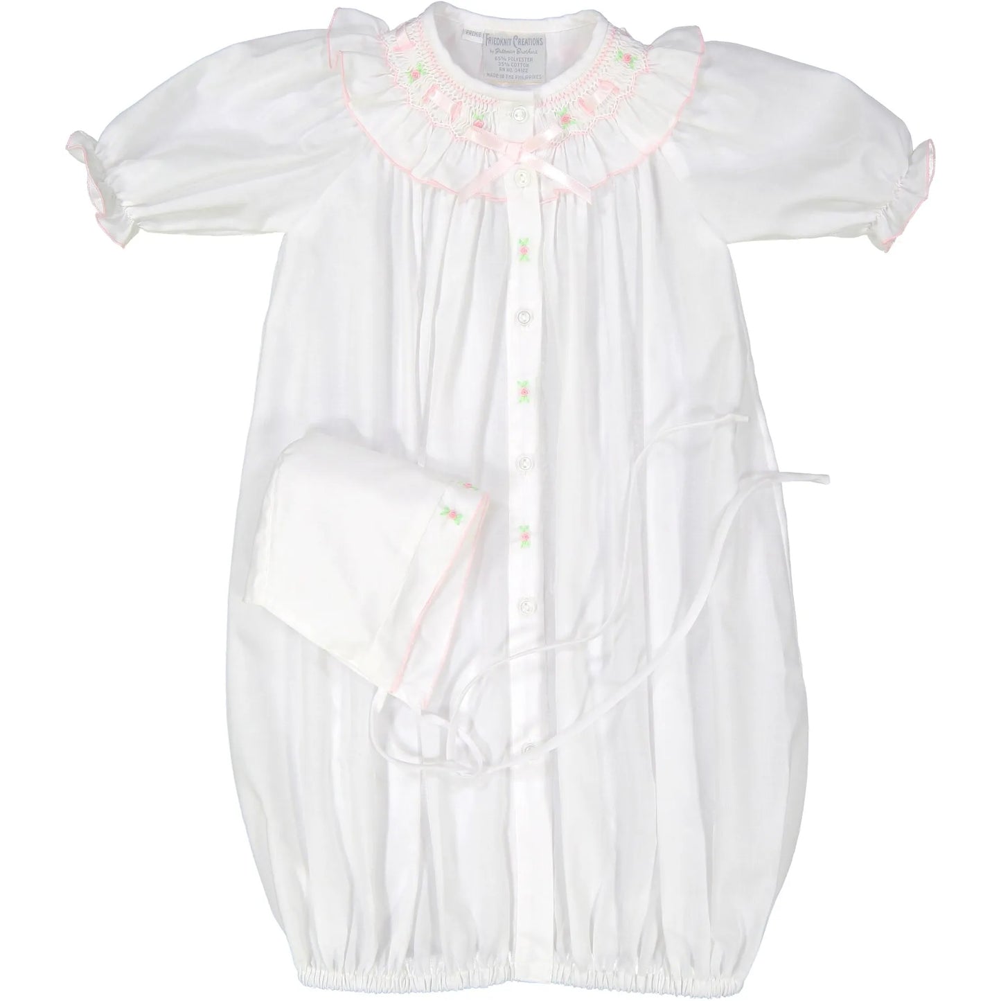 Ribbon Ruffle Smocked Take Me Home Gown with Hat