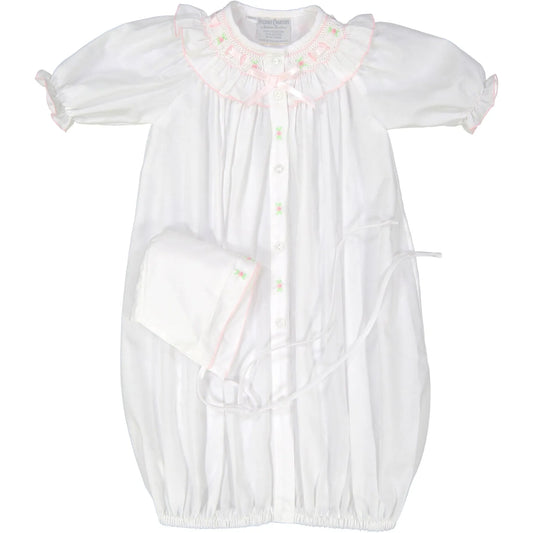 Ribbon Ruffle Smocked Take Me Home Gown with Hat