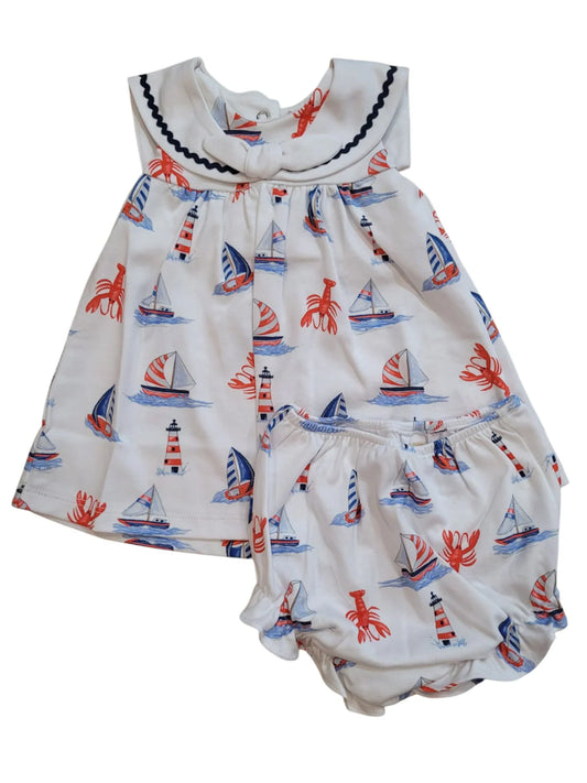 Sailing in Summer Dress w/ Sailor Collar