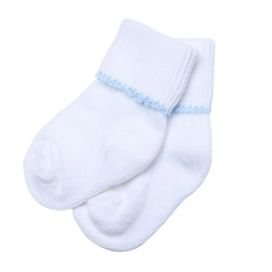 White Socks with Blue Trim