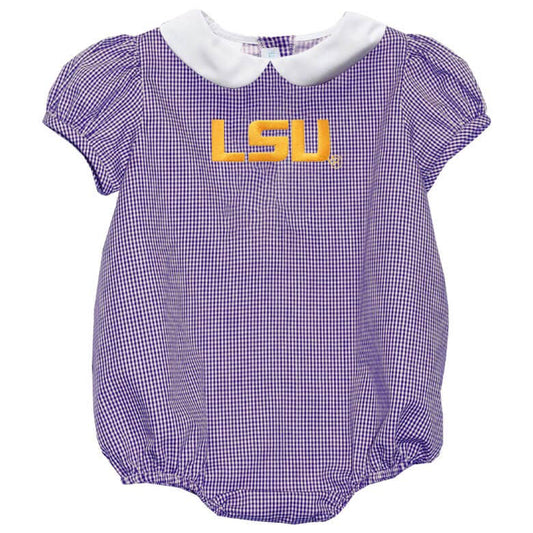 LSU Tigers Embroidered Purple Girls Bubble Short Sleeve