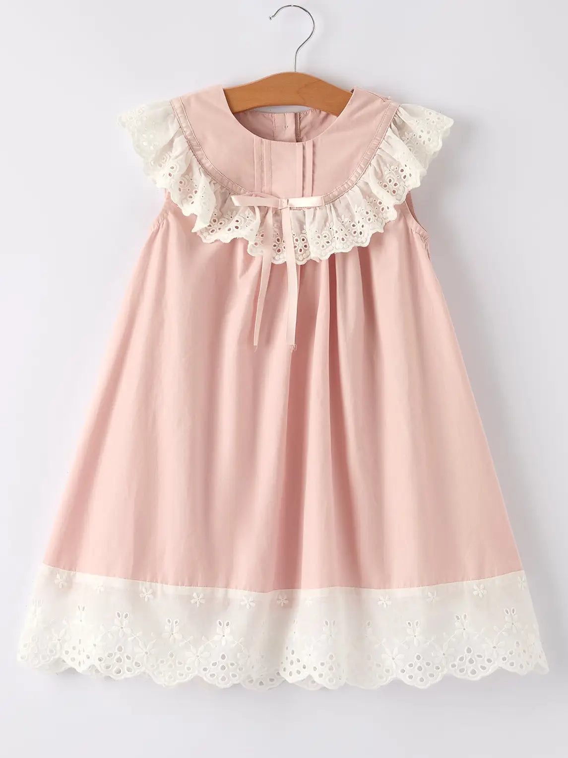 Light Pink Ruffled Bow Girls Dress