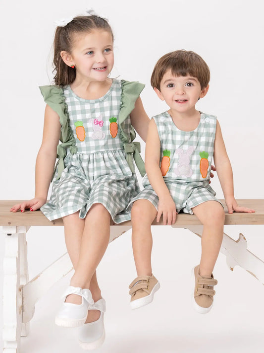 Gingham Carrot Patch Embroidered Johnny
