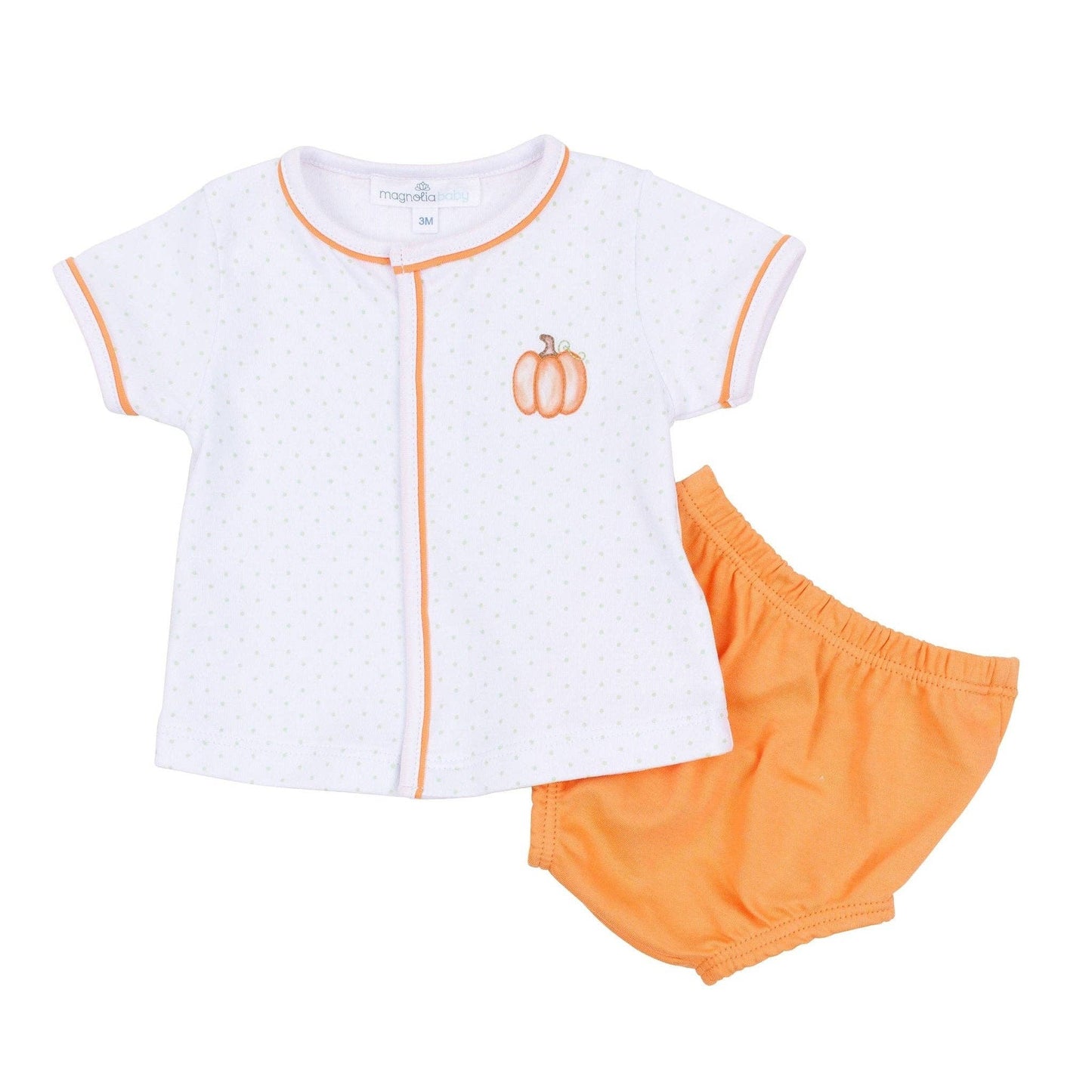 Baby Pumpkin Hand-Embroidered Boy Diaper Cover Set
