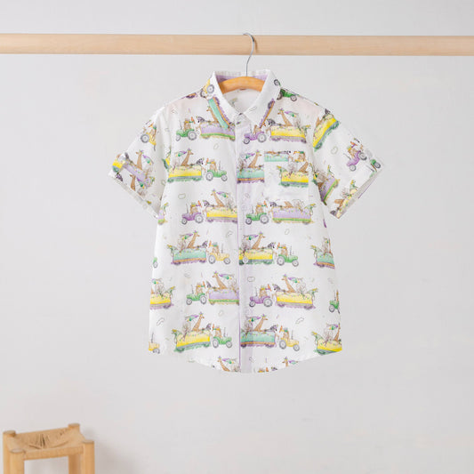 Krewe Zoo-d It! Kids Short Sleeve Collared Shirt