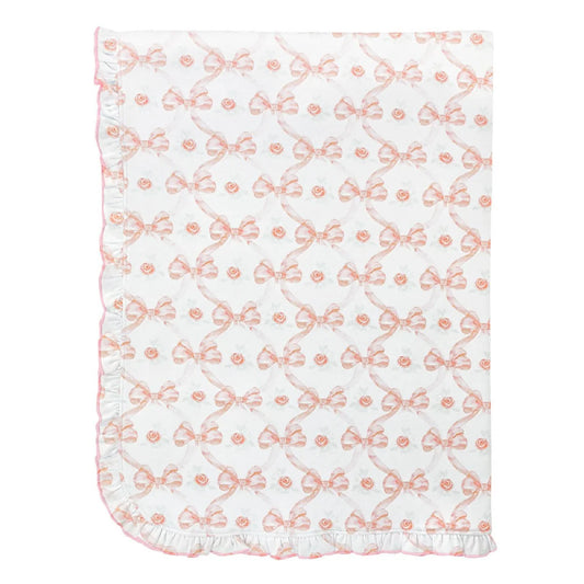Bows & Roses Blanket w/Ruffles