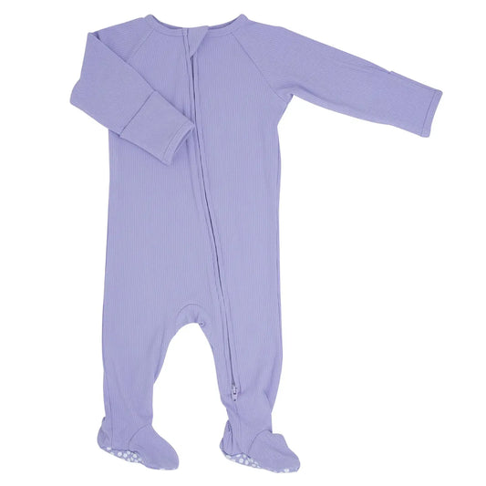 Ribbed Orchid Petal 2 Way Zipper Footie