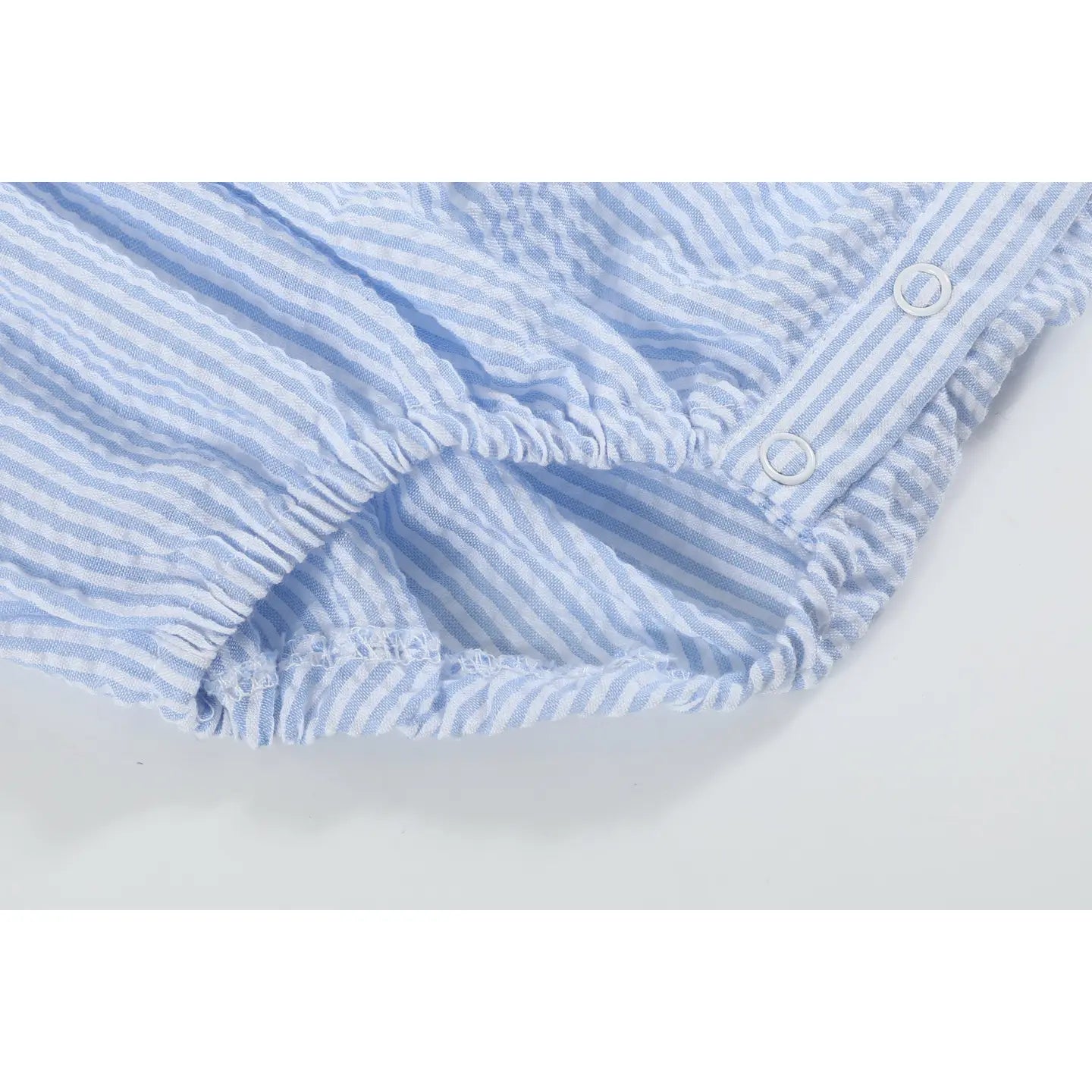 Light Blue Seersucker Easter Smocked Flutter Romper