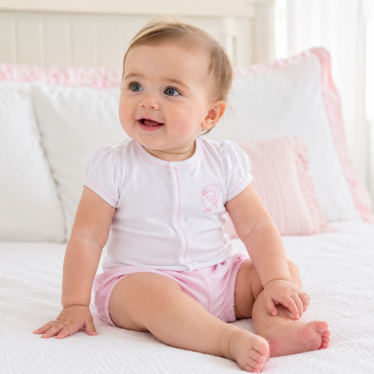 Harvest Blessings Hand-Embroidered Diaper Cover Set - Pink