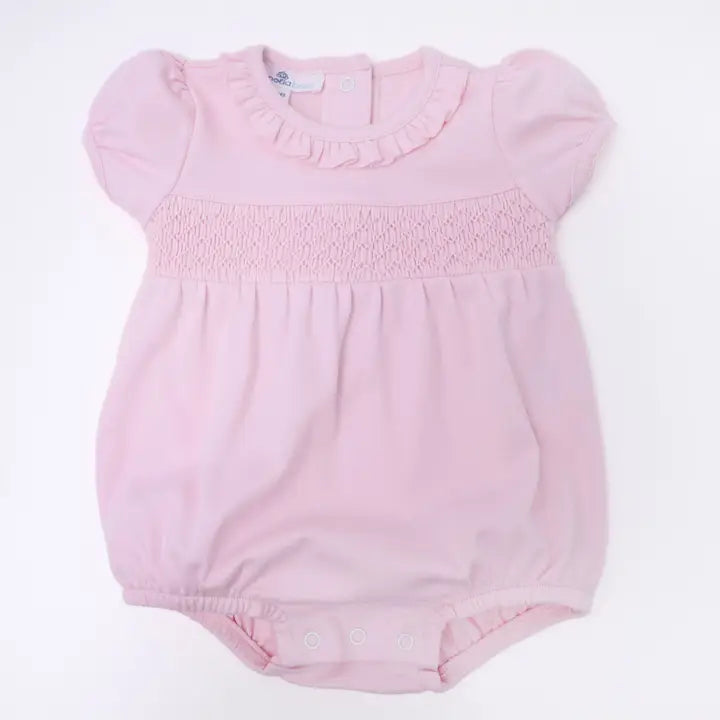 Solid Pink Smocked Bubble