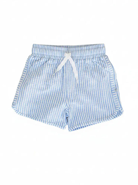 Boy's Swim Trunks - Seersucker Blue