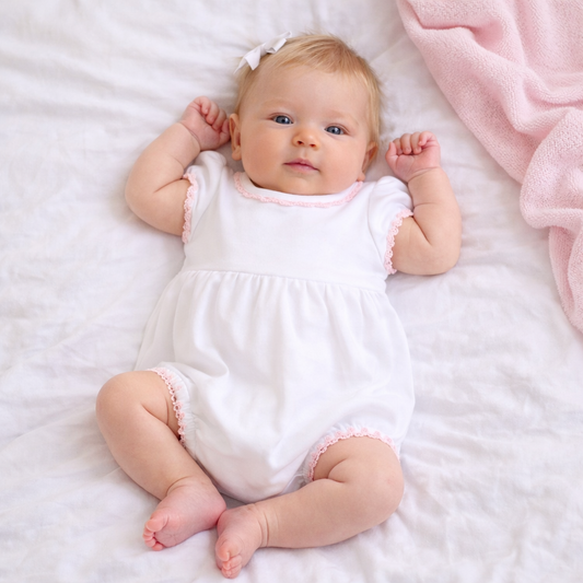 Baby Joy Bubble with Pink Crochet Trim