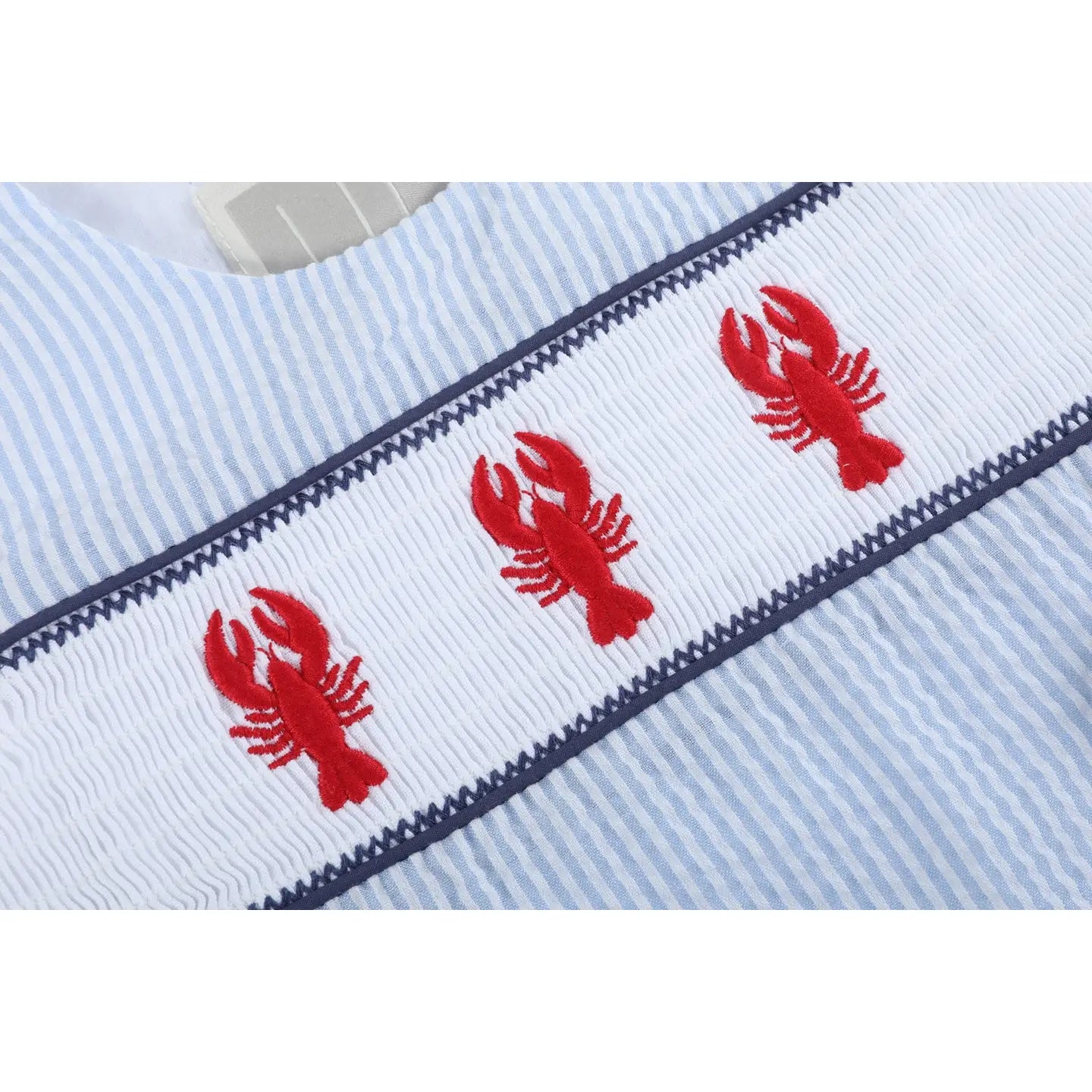 Blue Stripe Crawfish Smocked Shortalls