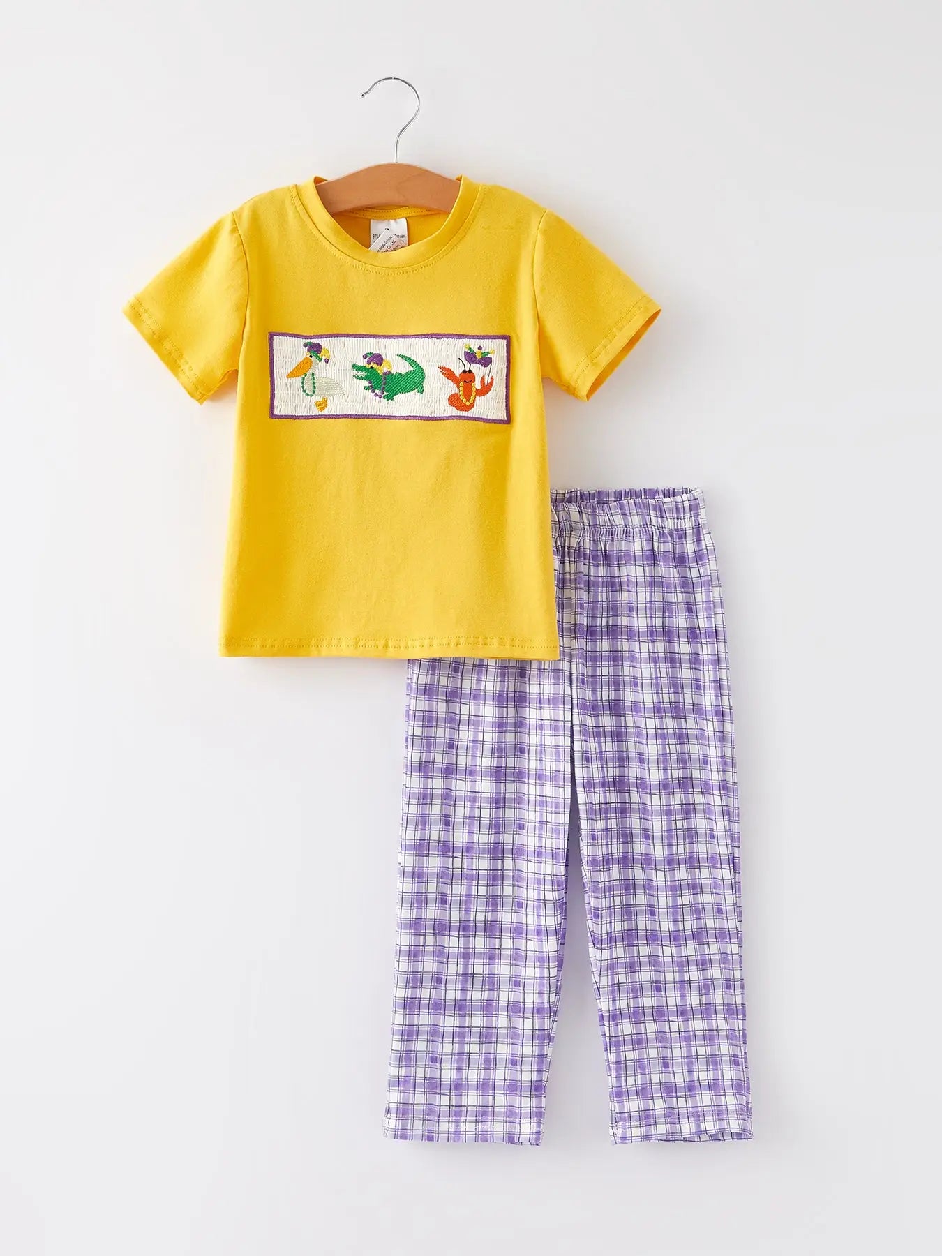 Mardi Gras Animal Smock Embroidery Boys'set