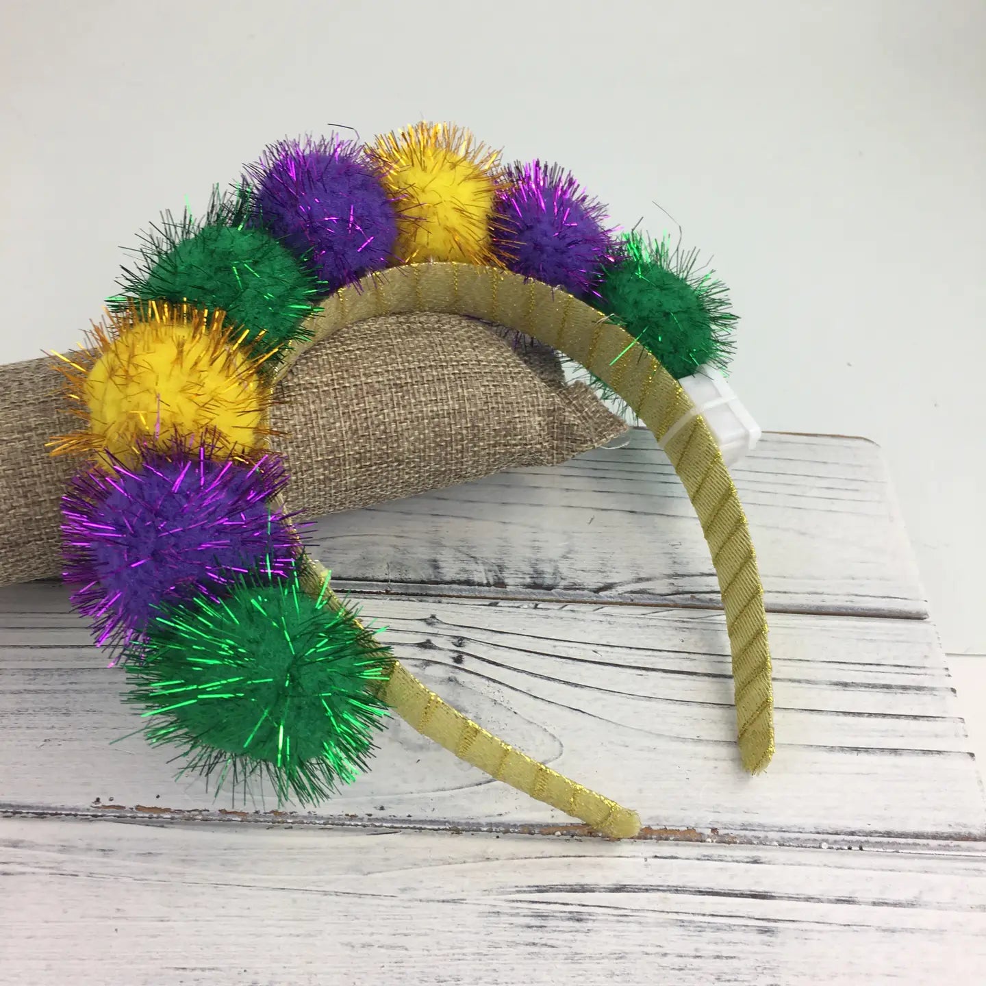 Mardi Gras Light Up Pompom Headband