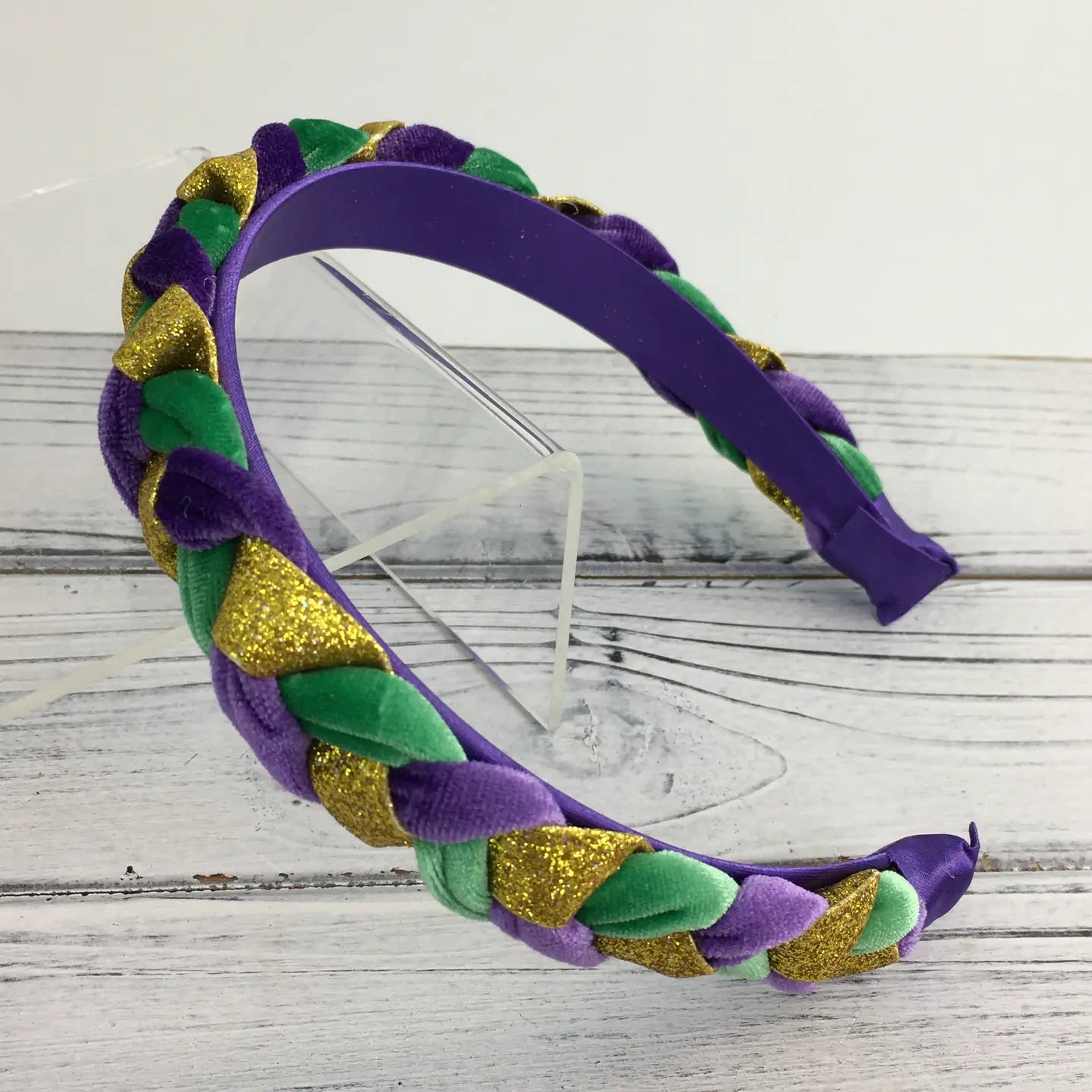 Small Mardi Gras Braided Velvet Headband