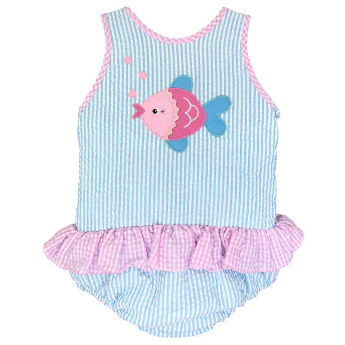 Petit Ami - Swimsuit Girls Fish Applique