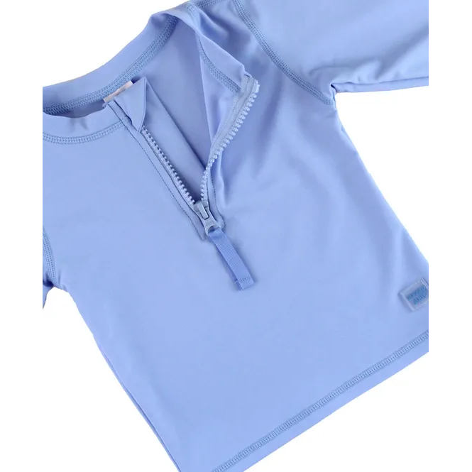 Ruffle Butts -Rash Guard Shirt Periwinkle Blue Zipper