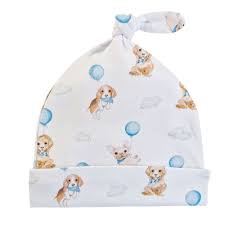 Baby Club Chic Cute Puppies Blue Knot Hat