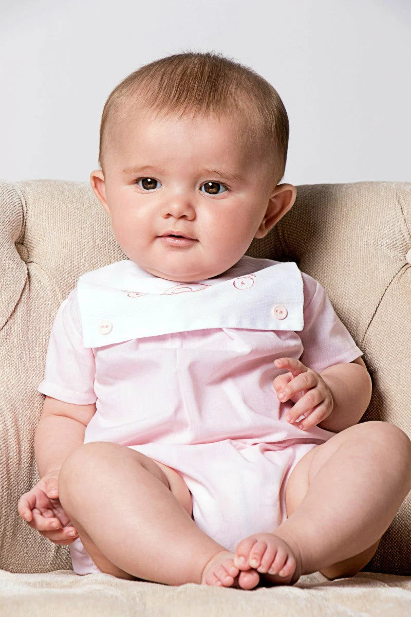 Personalized Baby Girl Bubble Romper with Button Bib