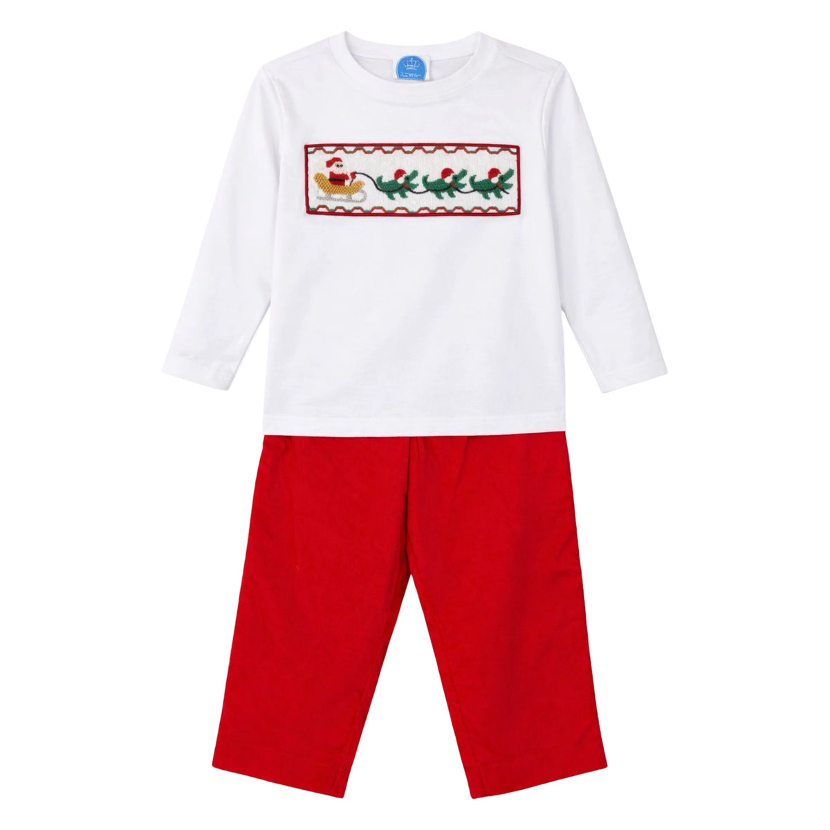 Cajun Cord Santa Long Sleeve Smock Pant Set