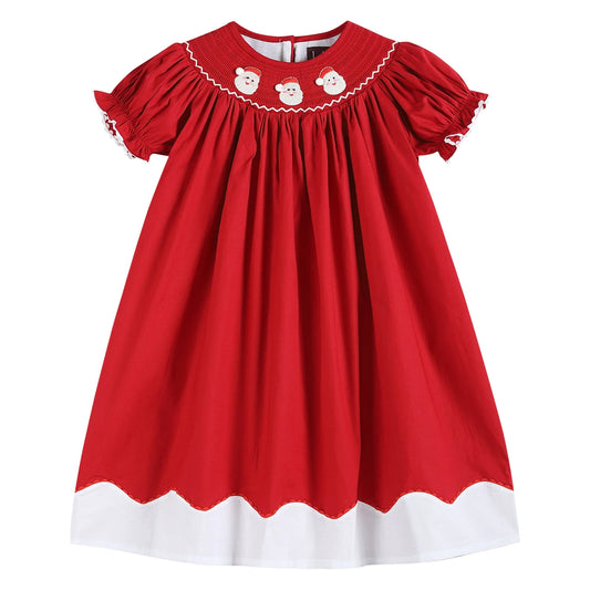 Santa Smocked Bishop Dress