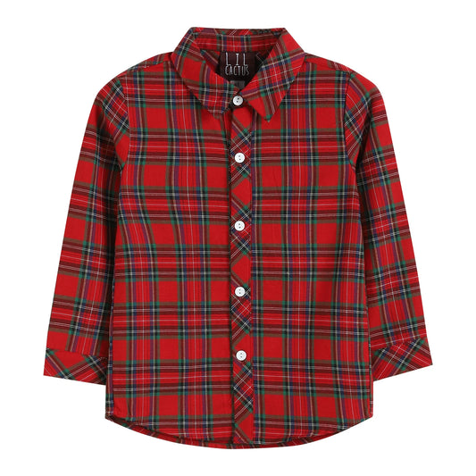 Tartan Button-Up Dress Shirt