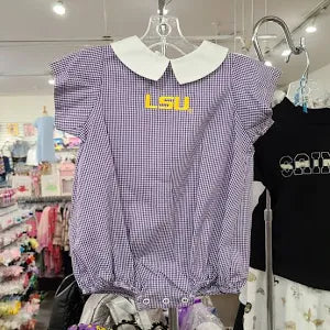 LSU Boys Bubble-Purple Gingham