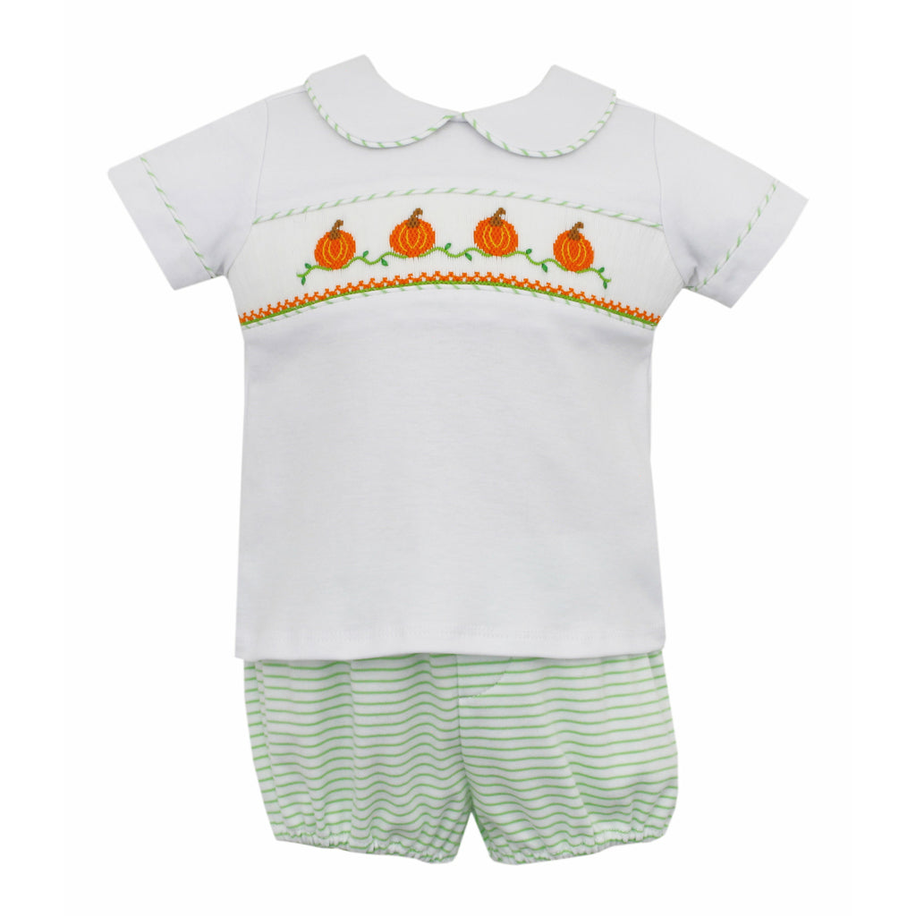 Petit Bebe - Pumpkins Knit Stripe Bishop Diaper Set