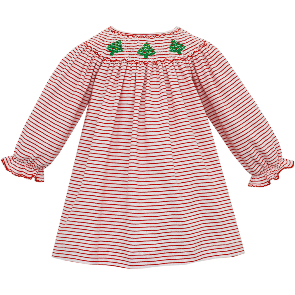 Petit Bebe - Holiday Trees Red Stripe Bishop