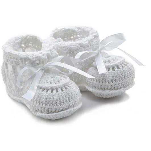Elegant Baby Infant White Crochet Booties