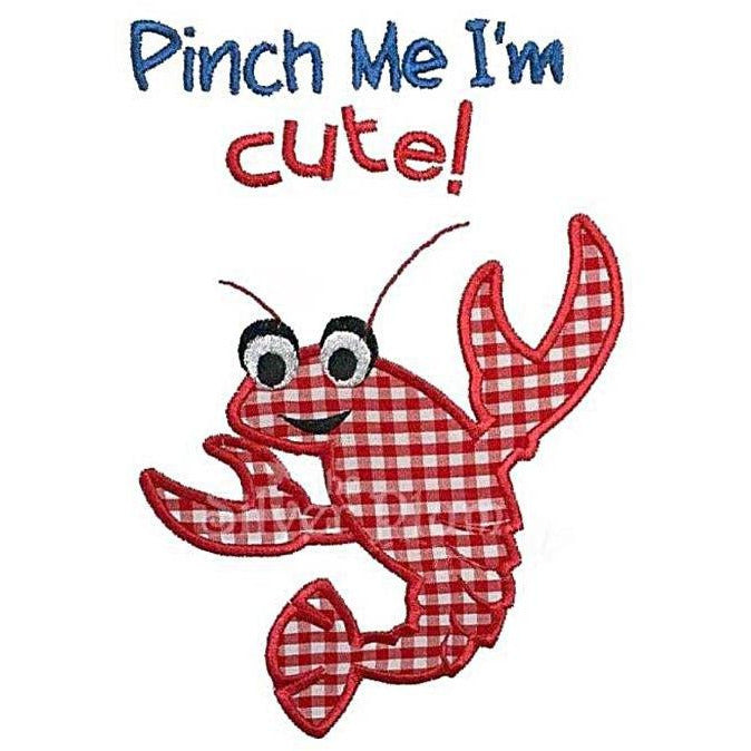 Louisiana / NOLA - Pinch Me I'm Cute Red Crawfish Applique Design