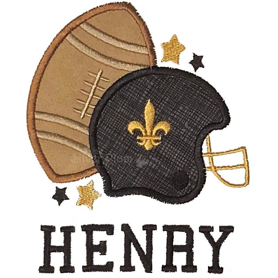 Sports - Football, Helmet Saints, FDL Applique Embroiderd Design and Personal Name