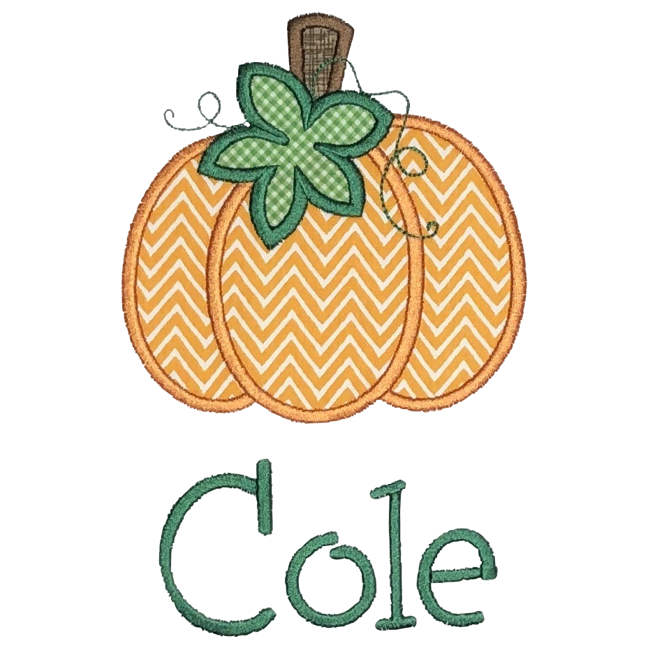 Thanksgiving, Fall - Pumpkin Applique Design, Personalized Name