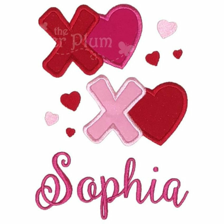 Valentine - Love & Kisses XOXO, Red & Pink Hearts, Applique Design, Choose Garment Style