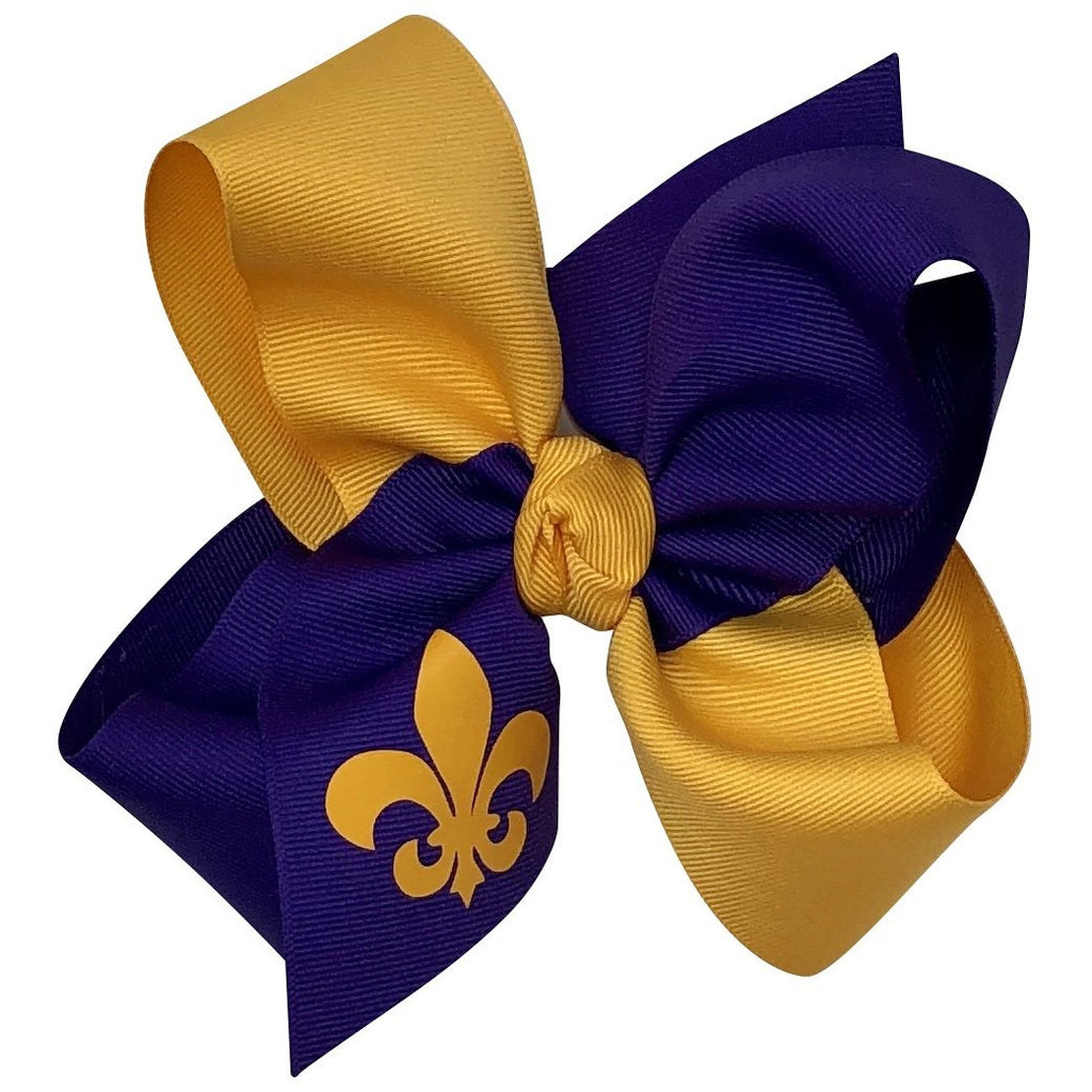Girls Hair Bow - FDL LSU Purple & Gold