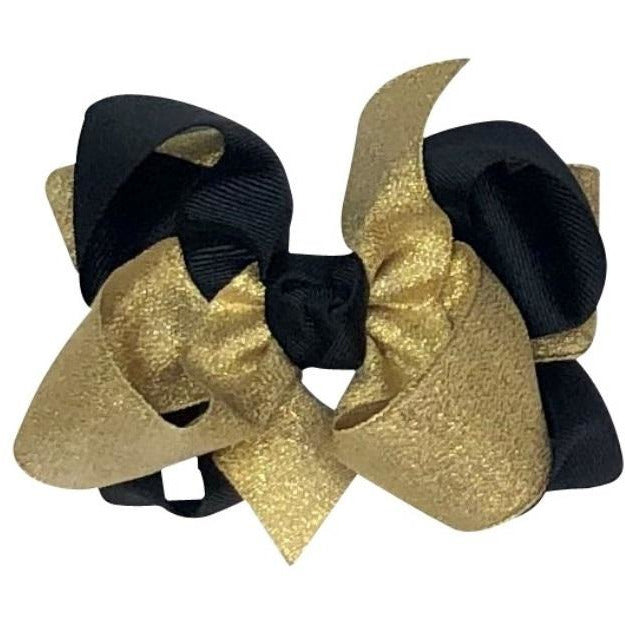 Girls Hairbow - Saints Black & Gold