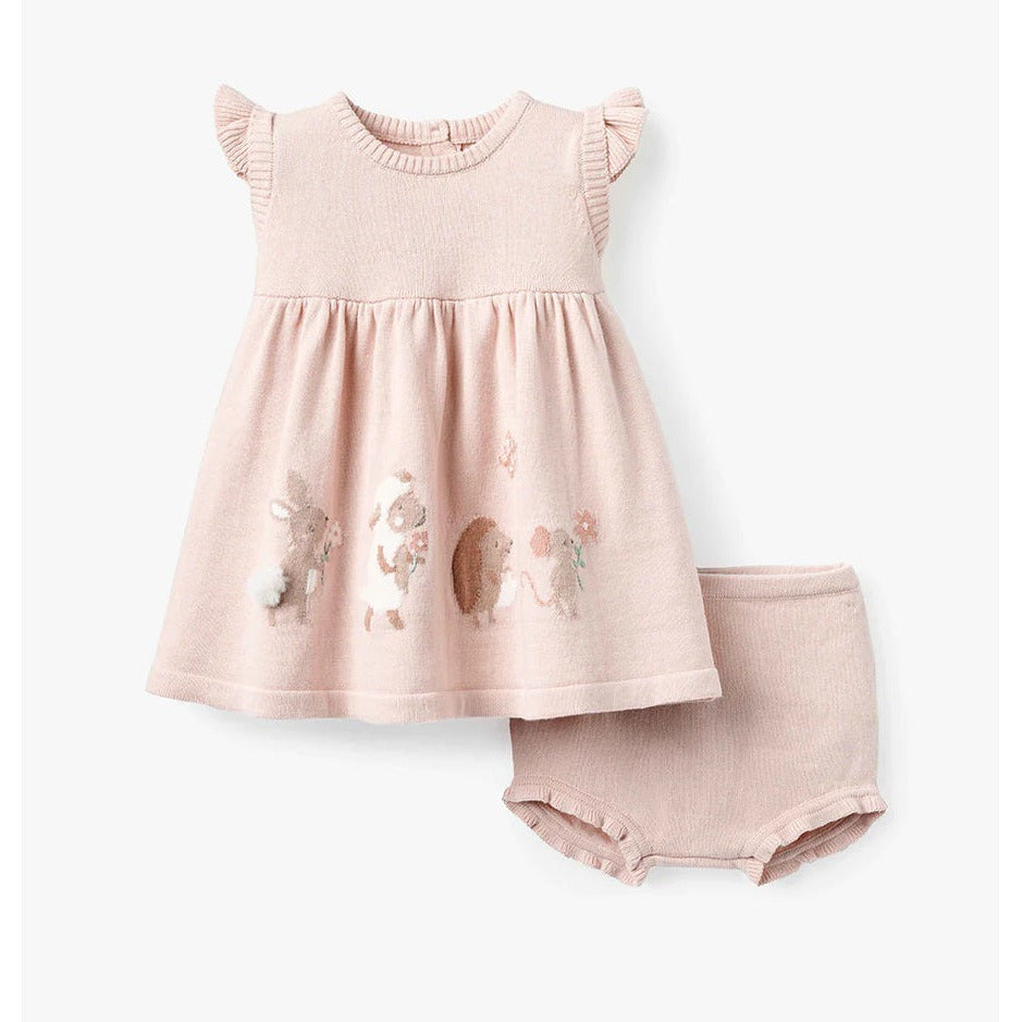 Elegant Baby Garden Picnic Knit Bunny Dress