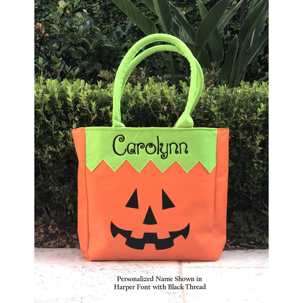 Halloween - Tote Bags, Pumpkin or Frankenstein Face, Trick or Treat, Includes Personal Monogram Name