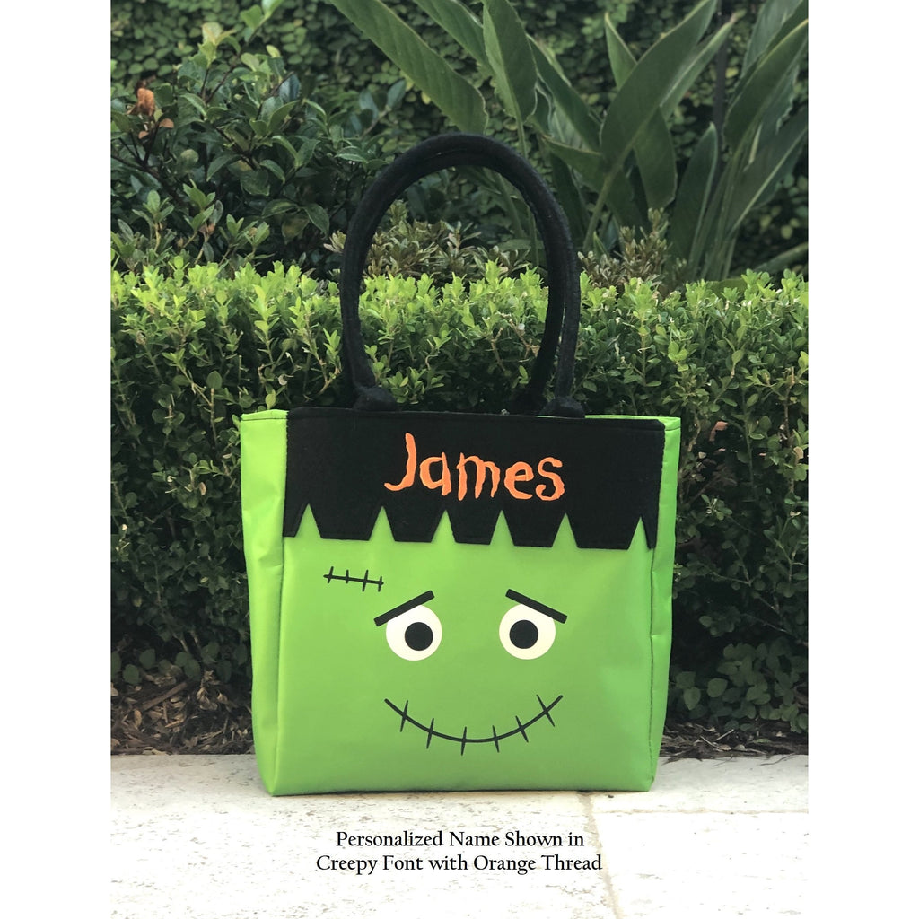 Halloween - Tote Bags, Pumpkin or Frankenstein Face, Trick or Treat, Includes Personal Monogram Name