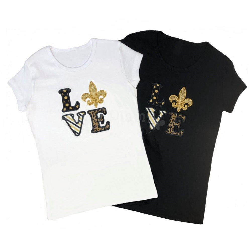 Sports - Saints LOVE Shirt - Matching Mom & Daughter Shirts, Short Sleeve Black or White