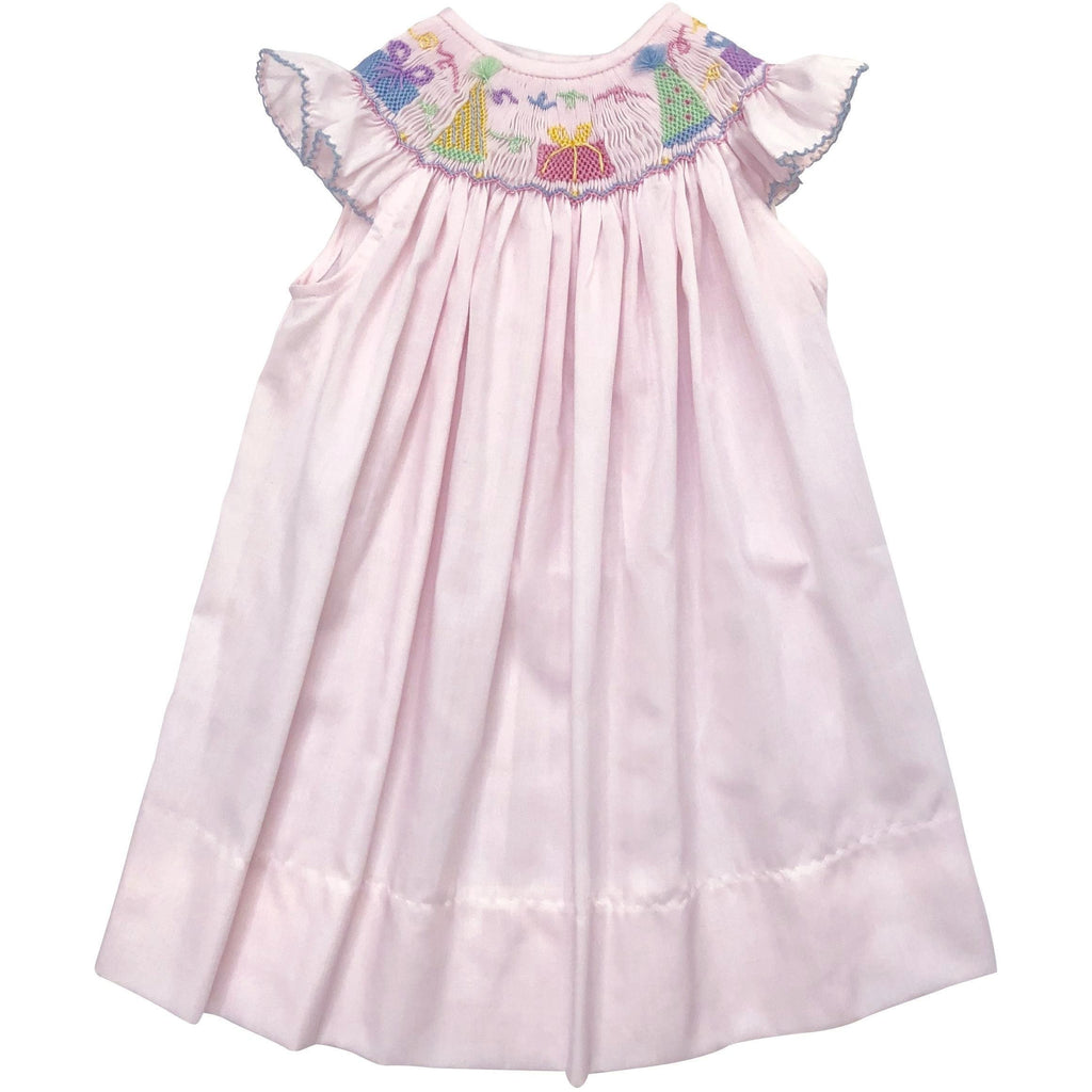 Lulu Bebe Smocked Birthday Girl Pink Dress