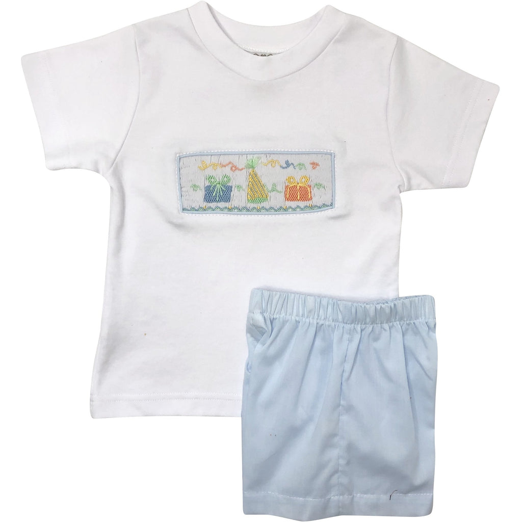 Lulu Bebe Smocked Birthday Boy Short Set