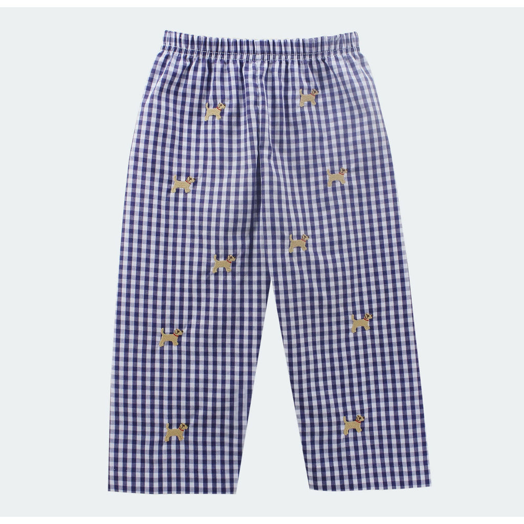 Zuccini Embroidery Boy Labrador Pants Navy Check